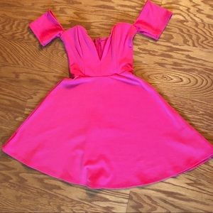 Hot pink off the shoulder dress size small